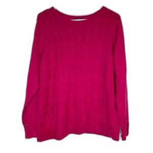 Talbots 2Xp Hot Pink Lambswool Blend Cableknit Sweater